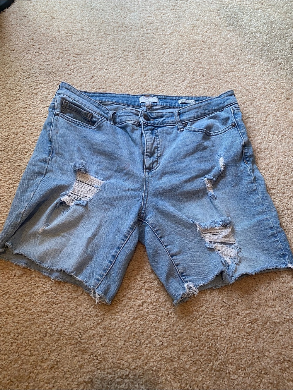sofia by sofia vergara Light Blue Distressed Denim Shorts